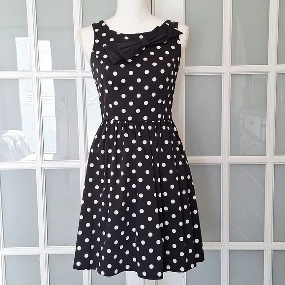 NEW LC Lauren Conrad Polka Dot Fit and Flare Dress - Picture 3 of 16